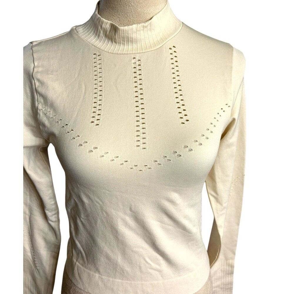 Old Navy Womens Seamless Crop Ivory Performance Go Dry Activewear Top L - Picture 5 of 13